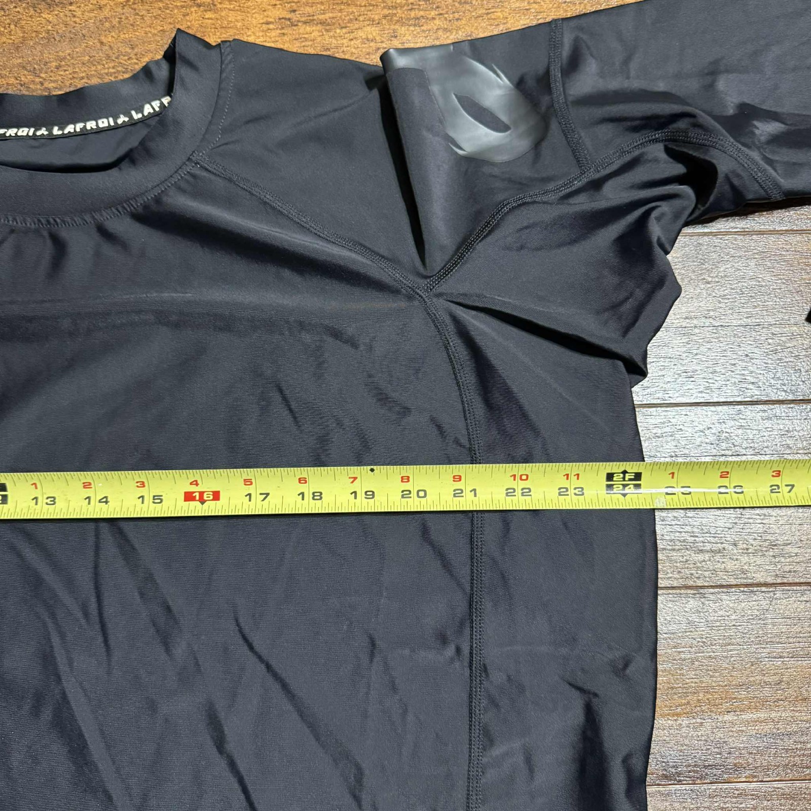 LAFROI Men’s XXXL Long Sleeve Rash Guard Swim Surf Shirt Stretch Black logo