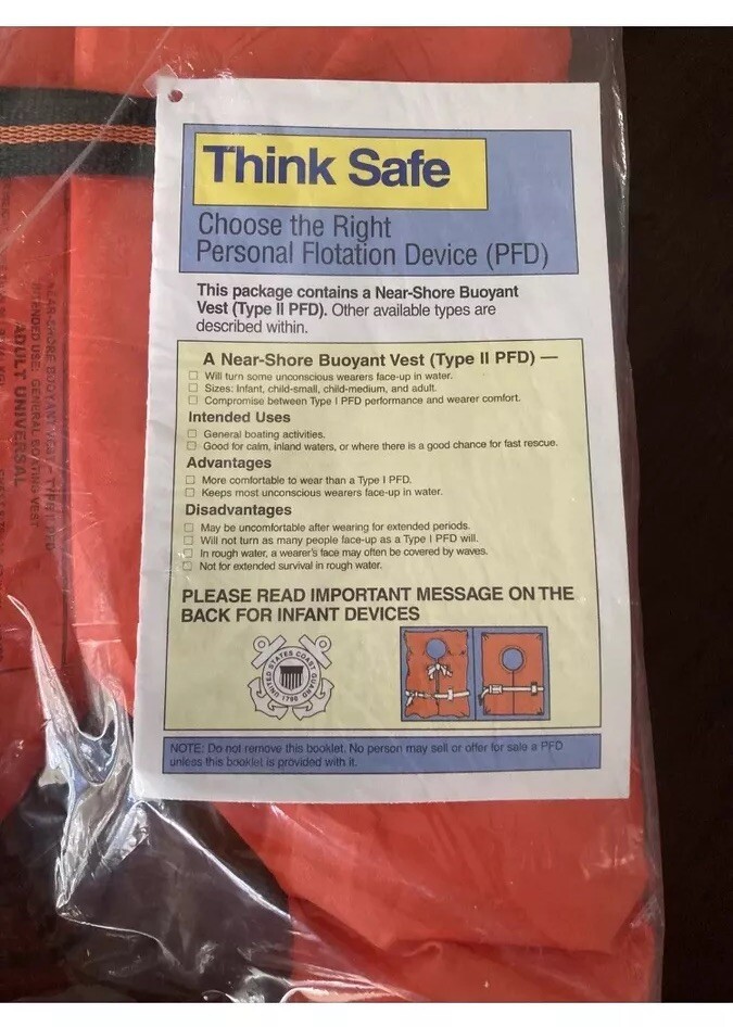 Kent U.S. Coast Guard Approved Buoyant Life Vest Adult Type 2 PFD Over-90lbs New