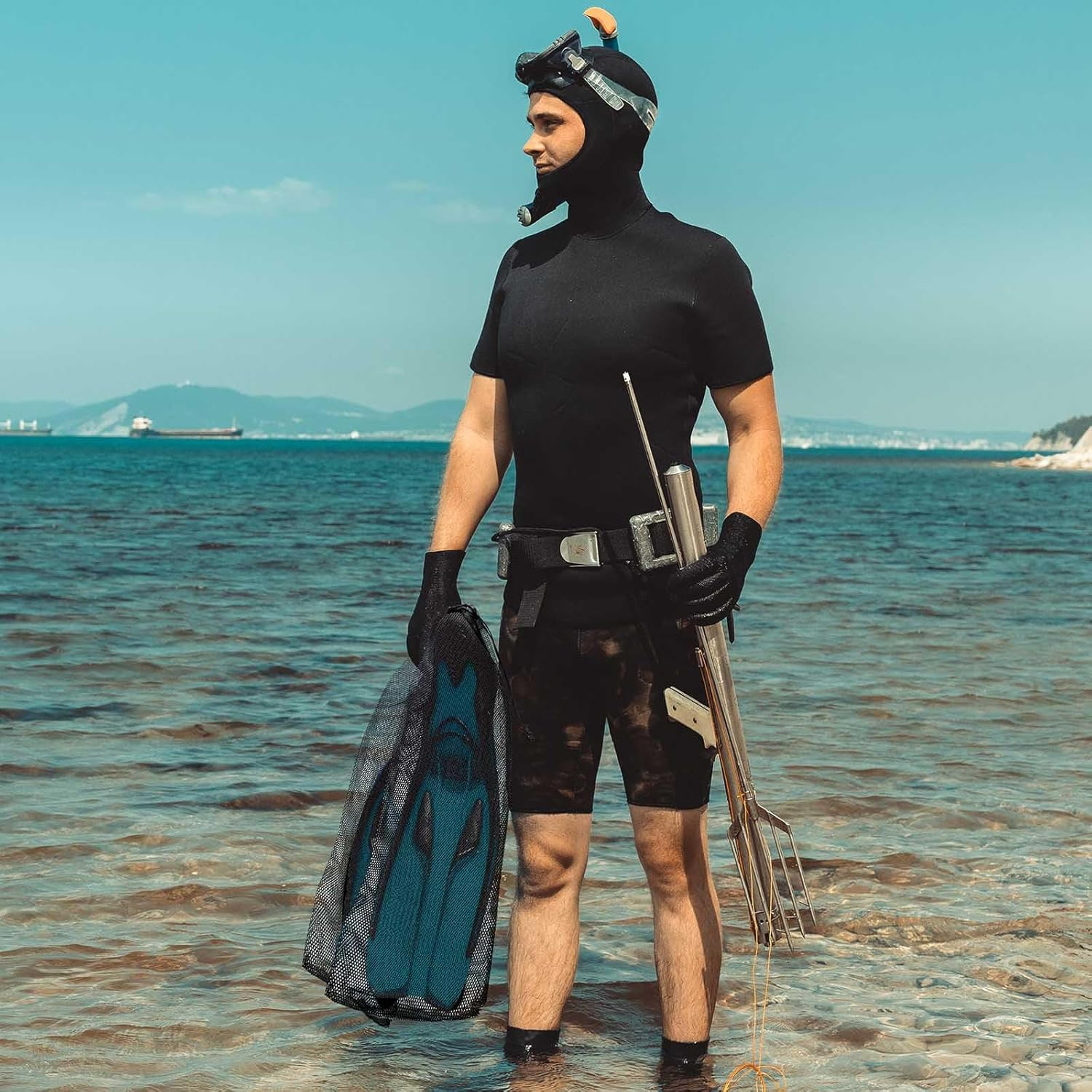 2 Pcs Diving Snorkeling Mesh Drawstring Bags 29.5×10.8 Inches Black Quick-Dry Ge