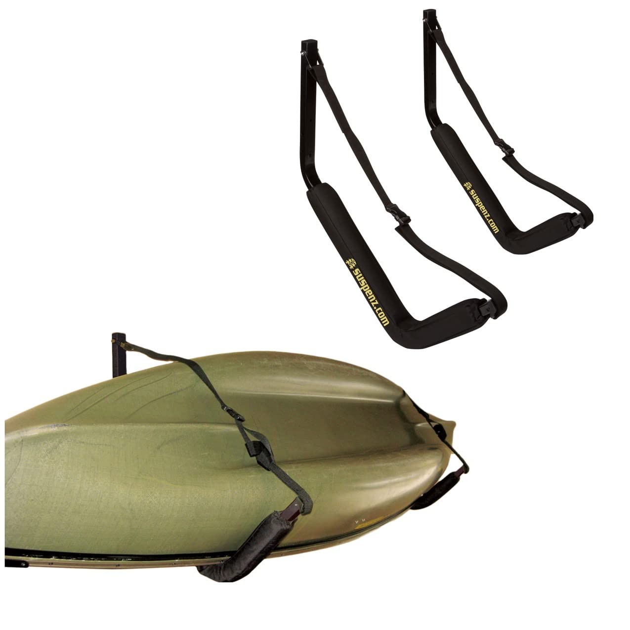 Kayak Storage Rack Holds Up to 150 Lbs – Padded Wall Hangers for Indoor/Outdoor