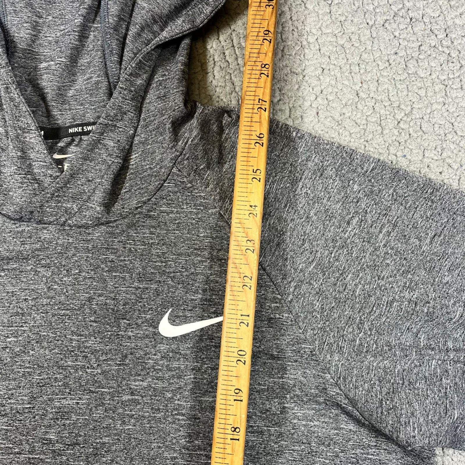 Nike Swim Mens Dri-FIT UPF 40+ Heathered Grey Hooded Rash Guard NESSB669 L