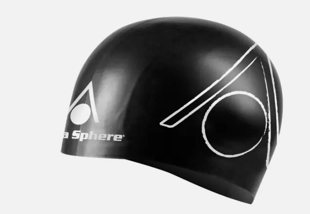 Aqua Sphere Tri Cap Swim Cap Black Triathlon Unisex FINA approved 100% Silicone