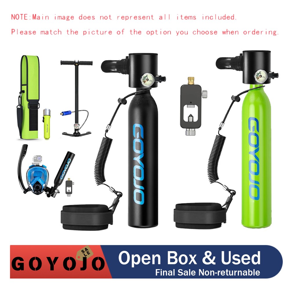 Mini 0.5L/1L/2L Scuba Diving Lung Tank Snorkel Set Mask Hand Pump Option Used