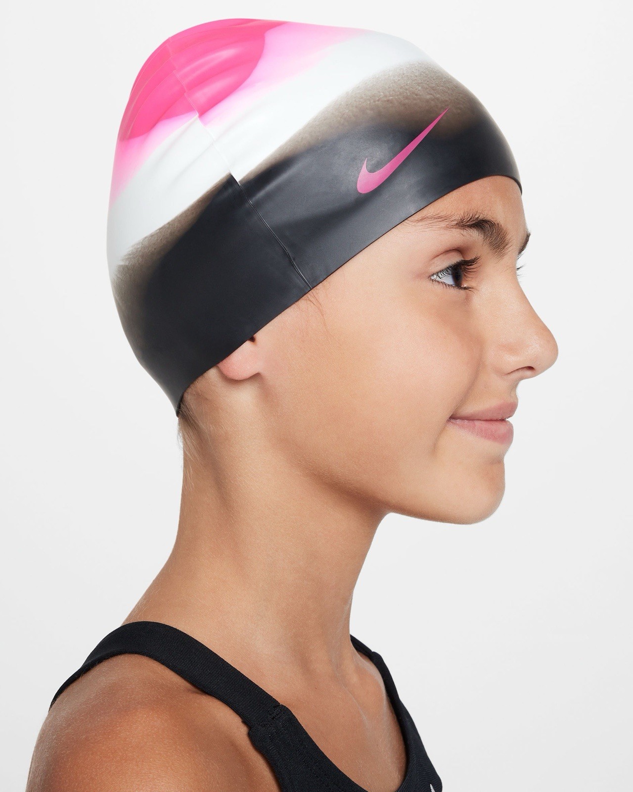 Nike Swim Silicone Youth Cap (Pink Black / Ages 8-14 / NESSF120-678