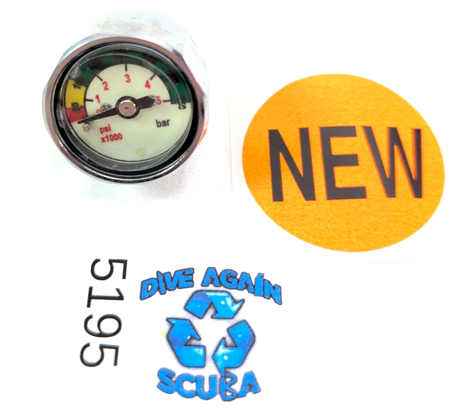 5000 PSI Scuba Dive Pressure Gauge SPG Pony Bottle Air Tank Mini Compact 7/16″