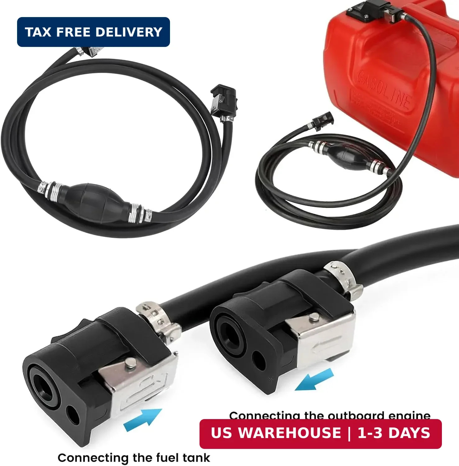 5/16″ 8mm Fuel Line Assembly, 6.8FT Marine Outboard Boat Motor RVs Fuel Gas Line