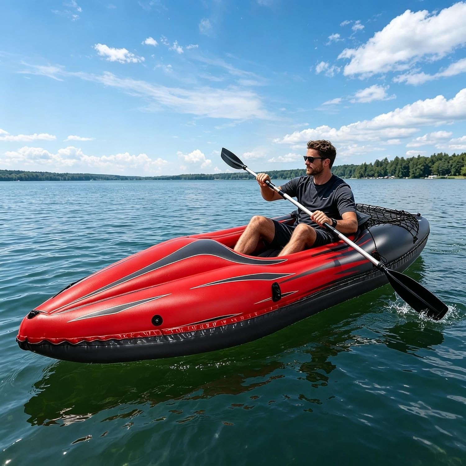 Compact 9 ft Inflatable Kayak with High Output Pump & Aluminum Oars – 15 lbs