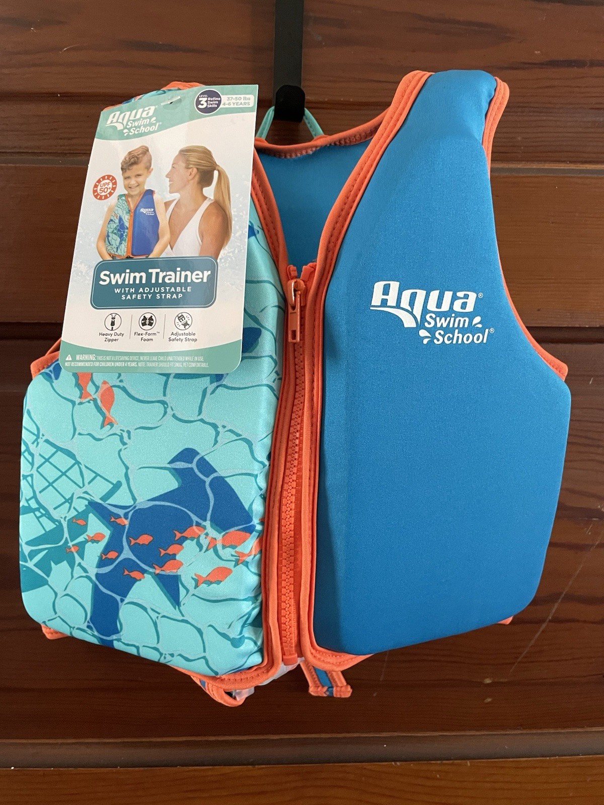 Boys Aqua Swim School Trainer Level 3 37-50 Lbs 4-6 Years Hammerhead Shark Fish
