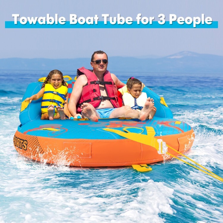 3-person inflatable Rider Towable Tube for Boating With Heavy-Duty Nylon Cover