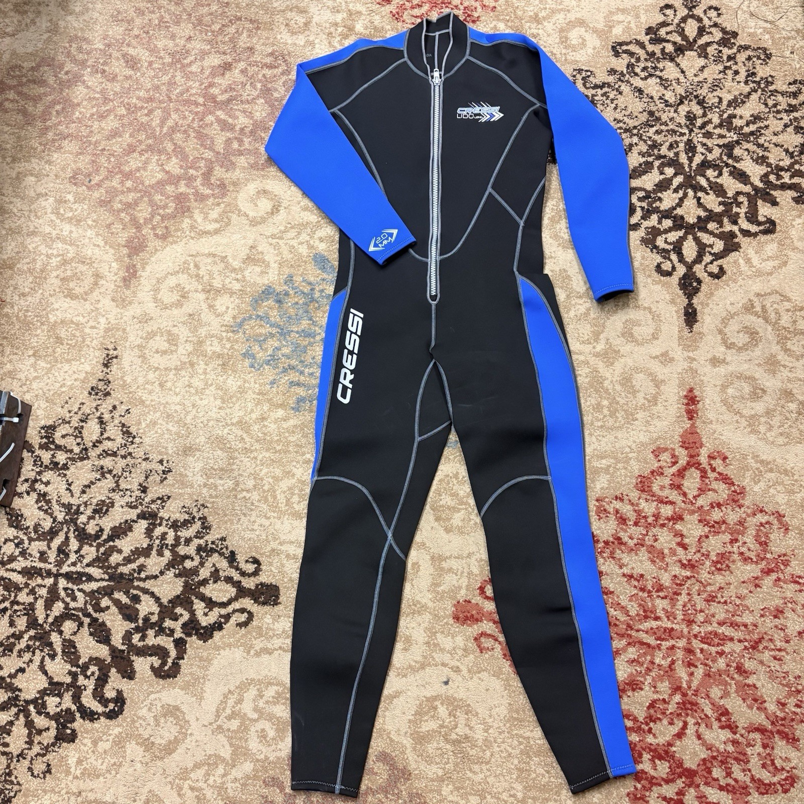 Cressi Mens Wetsuit Full Lido Long Blue Black 2.0mm Steamer
