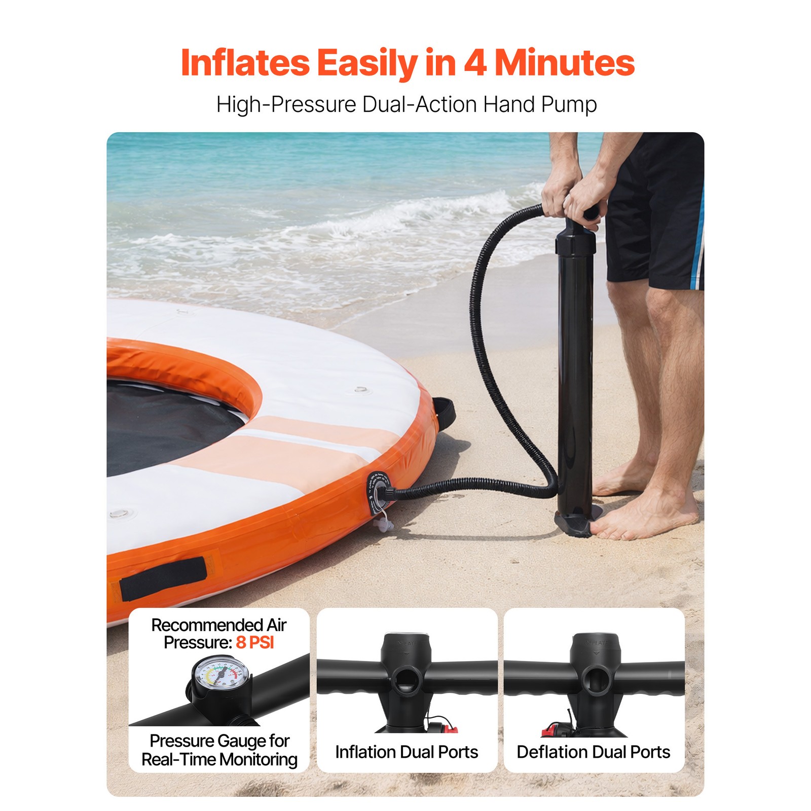 Uimoso Inflatable Floating Dock 8′ 10′ 8.5′ 15’x6.5′ w/ Bag & Ladder & Mesh Pool