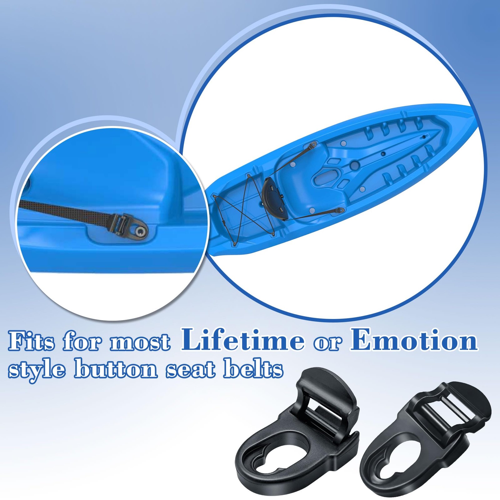 HLOGREE 4Pcs Kayak Seat Clips Replacement,Kayak Seat Clip Parts Fit for Lifetime