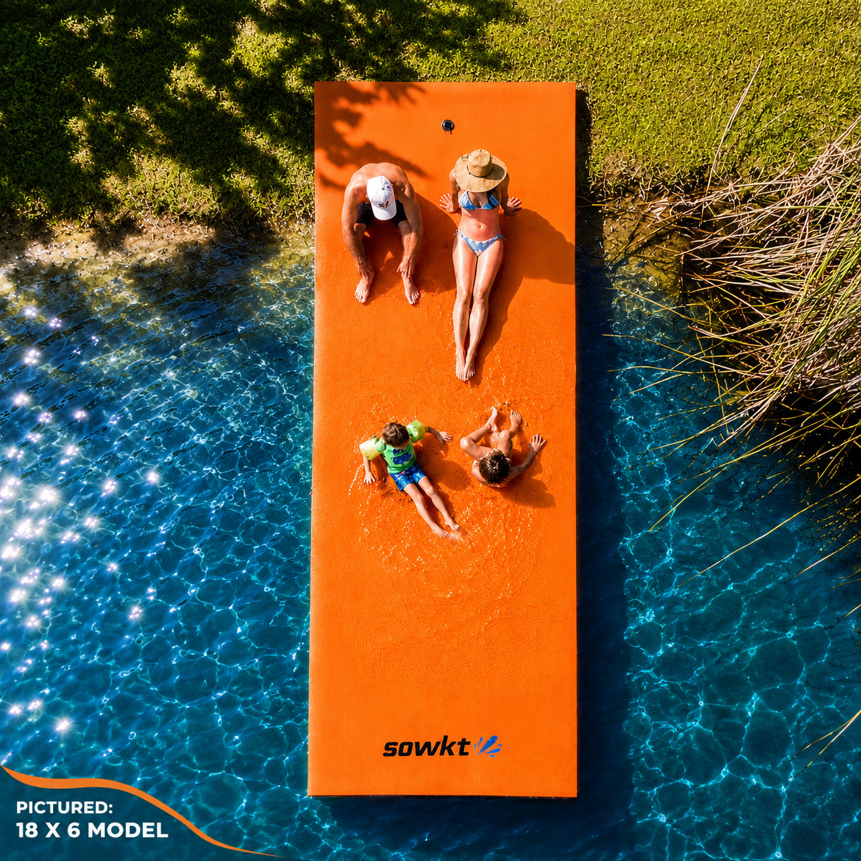 SOWKT® Made in USA Premium Floating Mat for Lakes & Pools, Extra Large Lily Pads