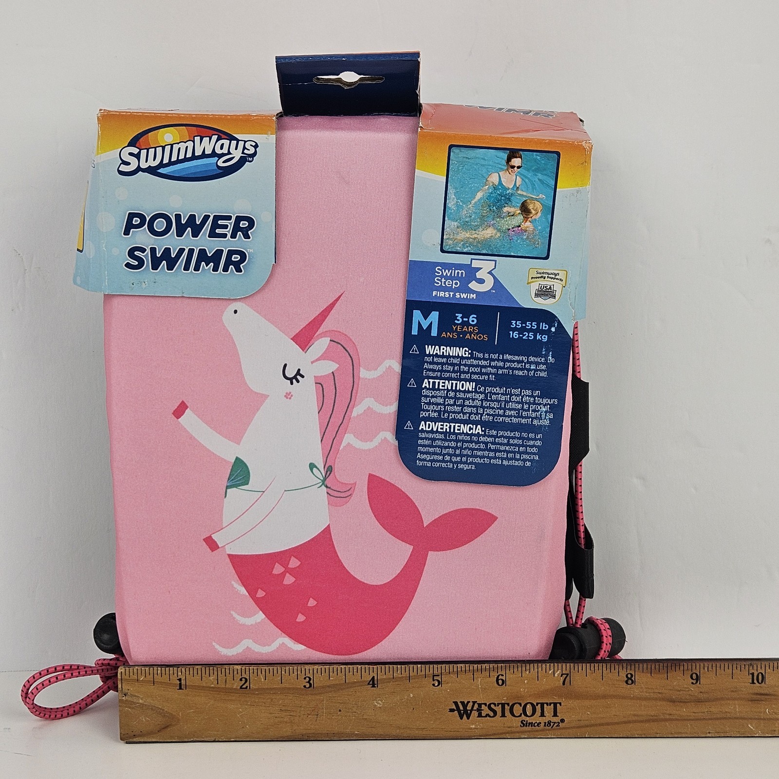 SwimWays Power Swimr Training Aid Swim Step 3 Medium 3-6 years 35-55 LB Pink New
