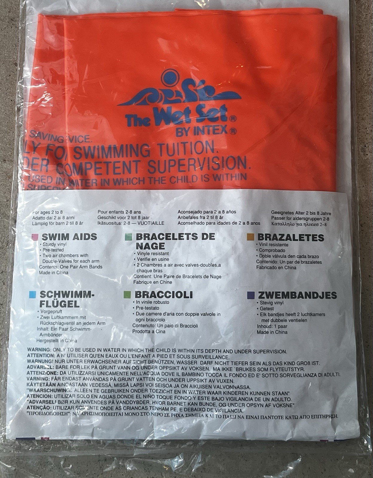 Vintage Intex The Wet Set Inflatable Arm Bands NEW 1983 Floaties #59640 Orange