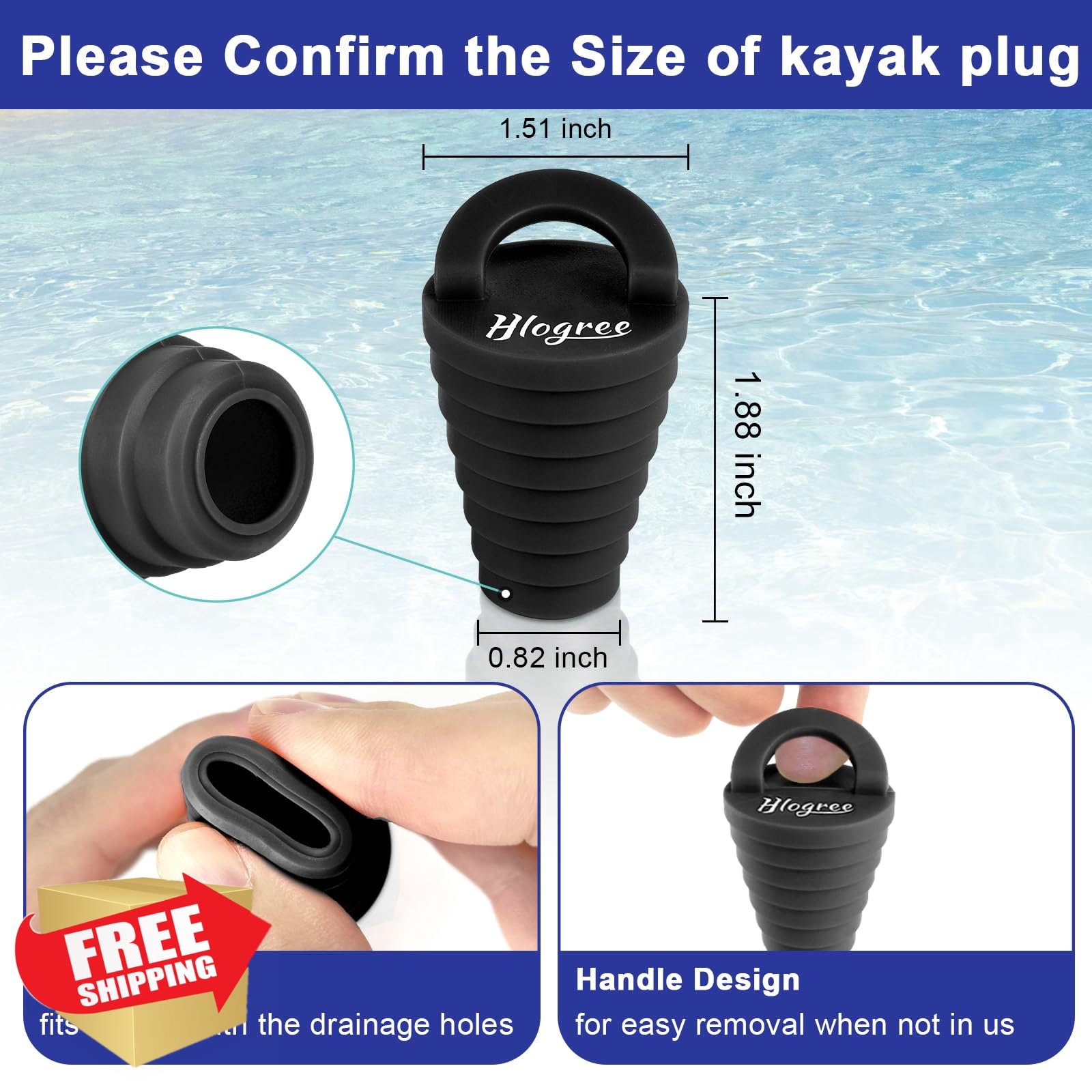 HLOGREE Kayak Scupper Plugs Boat Drain Plugs 8 Pack 1.25″