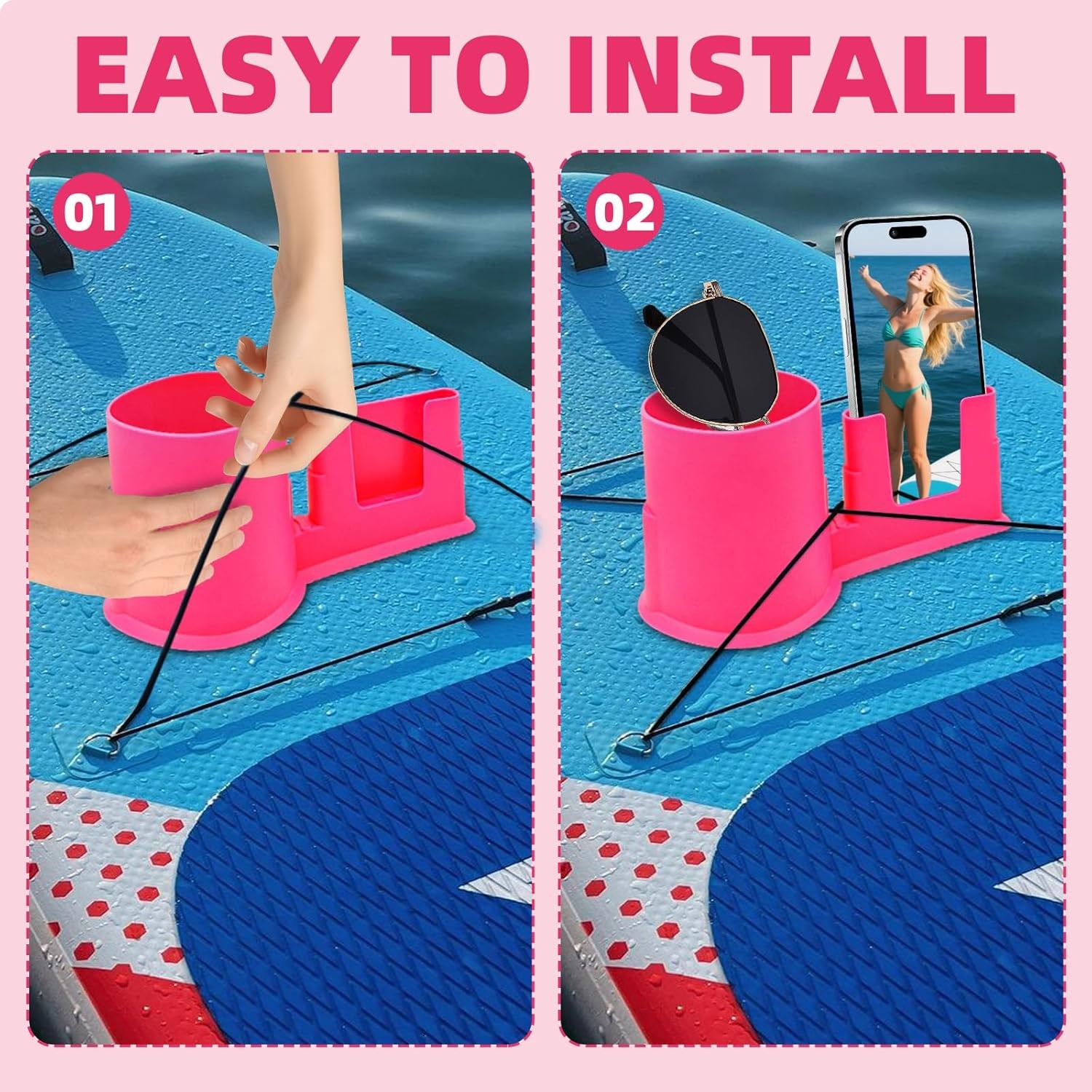 2 in 1 Paddle Board Cup Holder Accessories For Phones,Drink Bottle,Fishing Tools