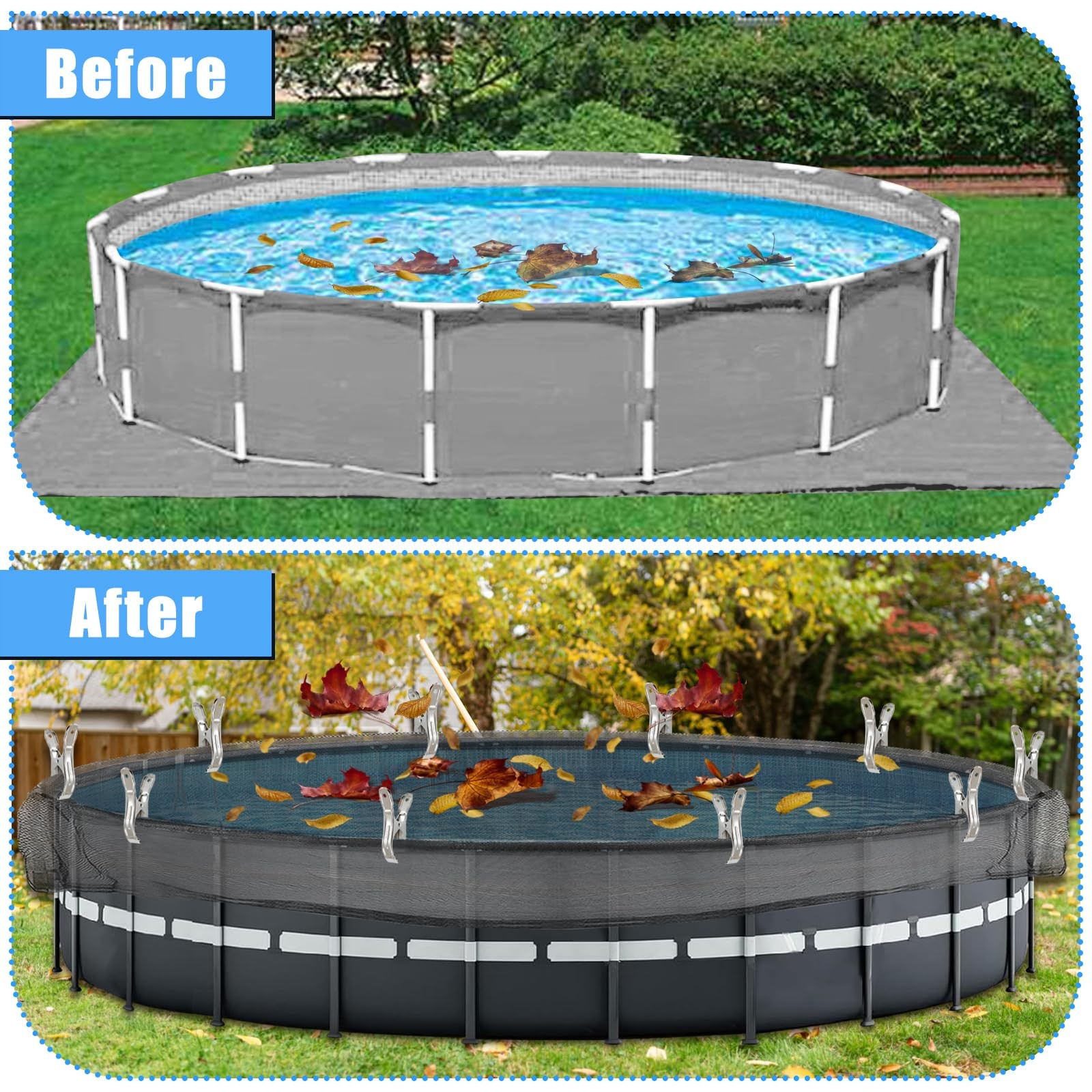 20ft Round Leaf Net Cover for Above Ground Pools Winter Mesh Safety Net