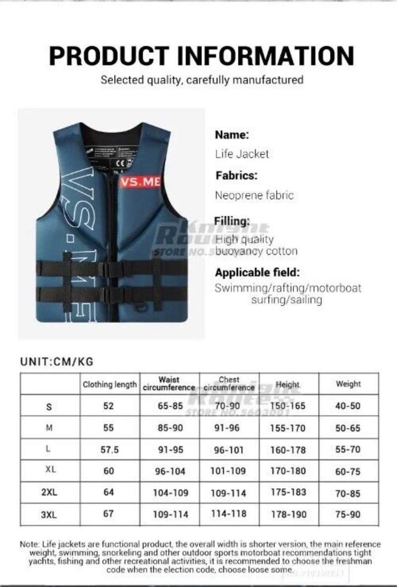 Life Jacket Adults Vest Surf Motorboats Ski Kayak Fishing Vest Wakeboard Raft