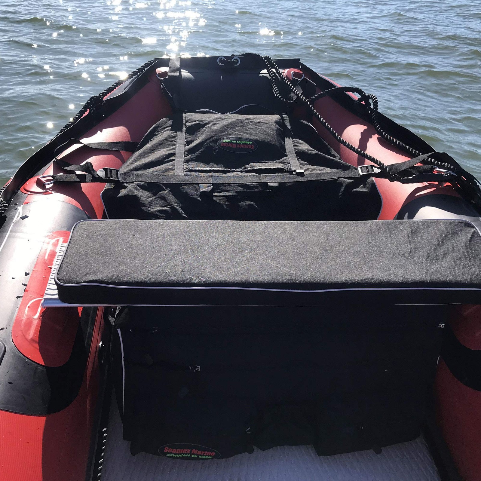 Seamax Sunlitec Inflatable Boat Bench Seat Cushion and Detachable Seat Bag Combo