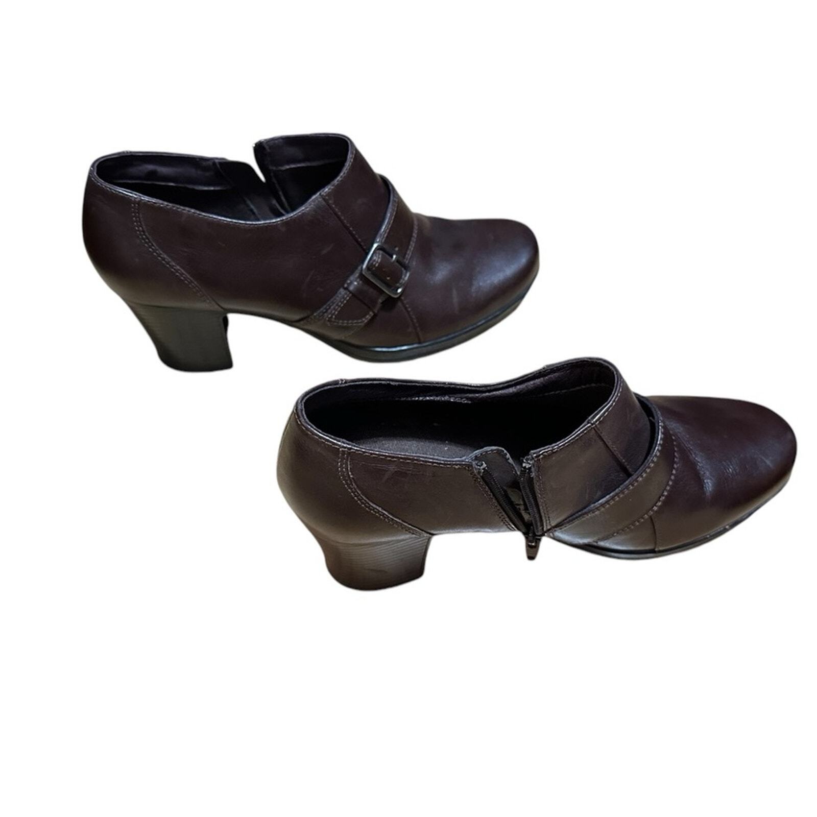 Clarks Cognac women Ankle Bootie size 10 2 1/2 “ heel