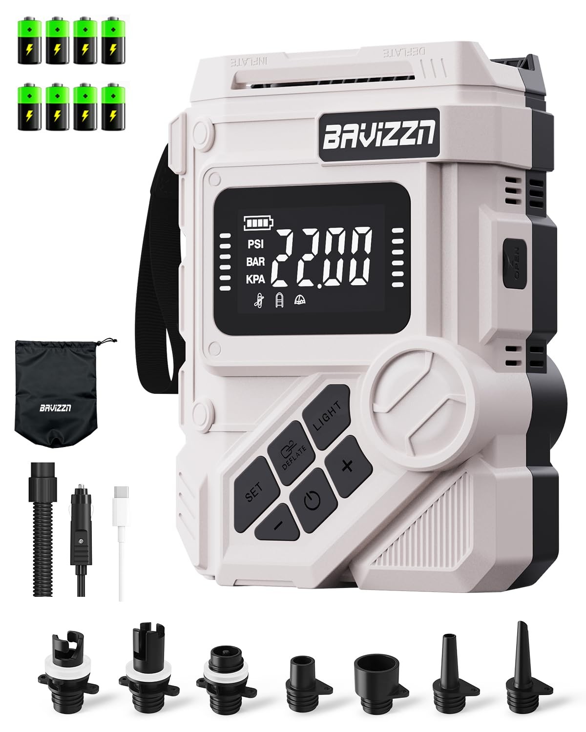 Bavizzn 59.2Wh 22Psi Rechargeable Sup Pump Dual Stage Electric Paddle Board