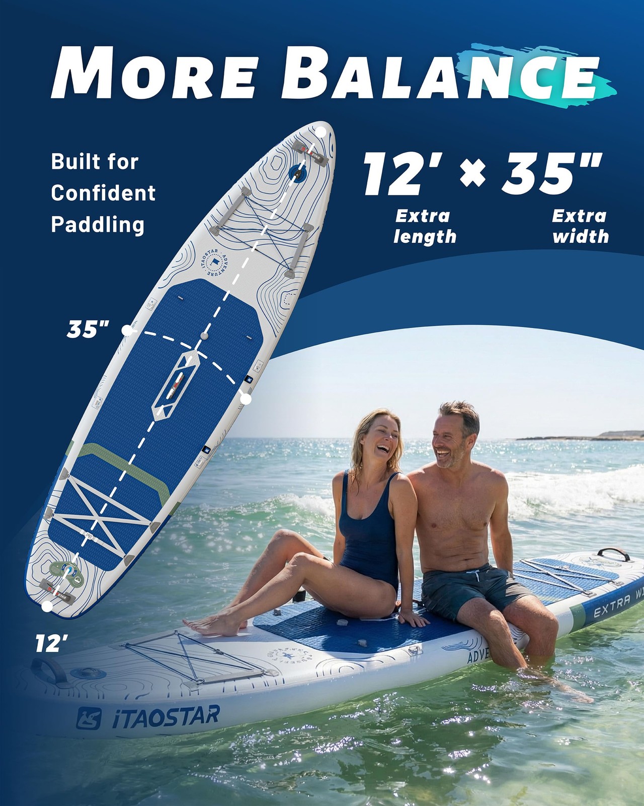 iTAOSTAR Adventure 12′ × 35 Inflatable Stand Up Paddle Board with Seat