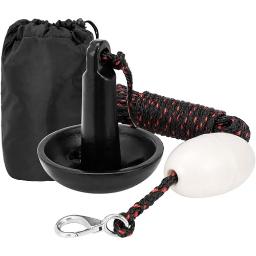 Mushroom Anchor Kit for Kayaks, Canoes, Paddle Boardswith Rope and Black