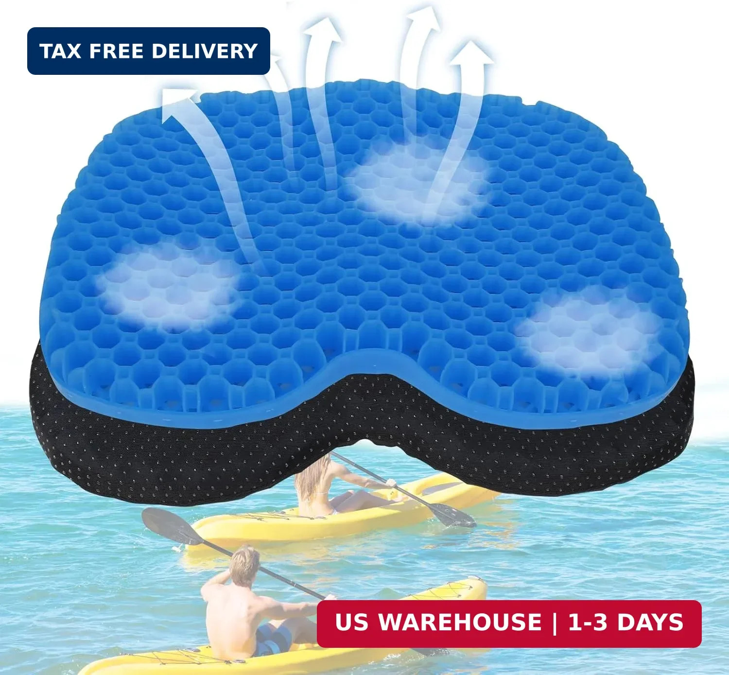 Anti-Slip Kayak Seat Cushion Waterproof Thicken Gel Boat Pad for Sit in Kayak Ch
