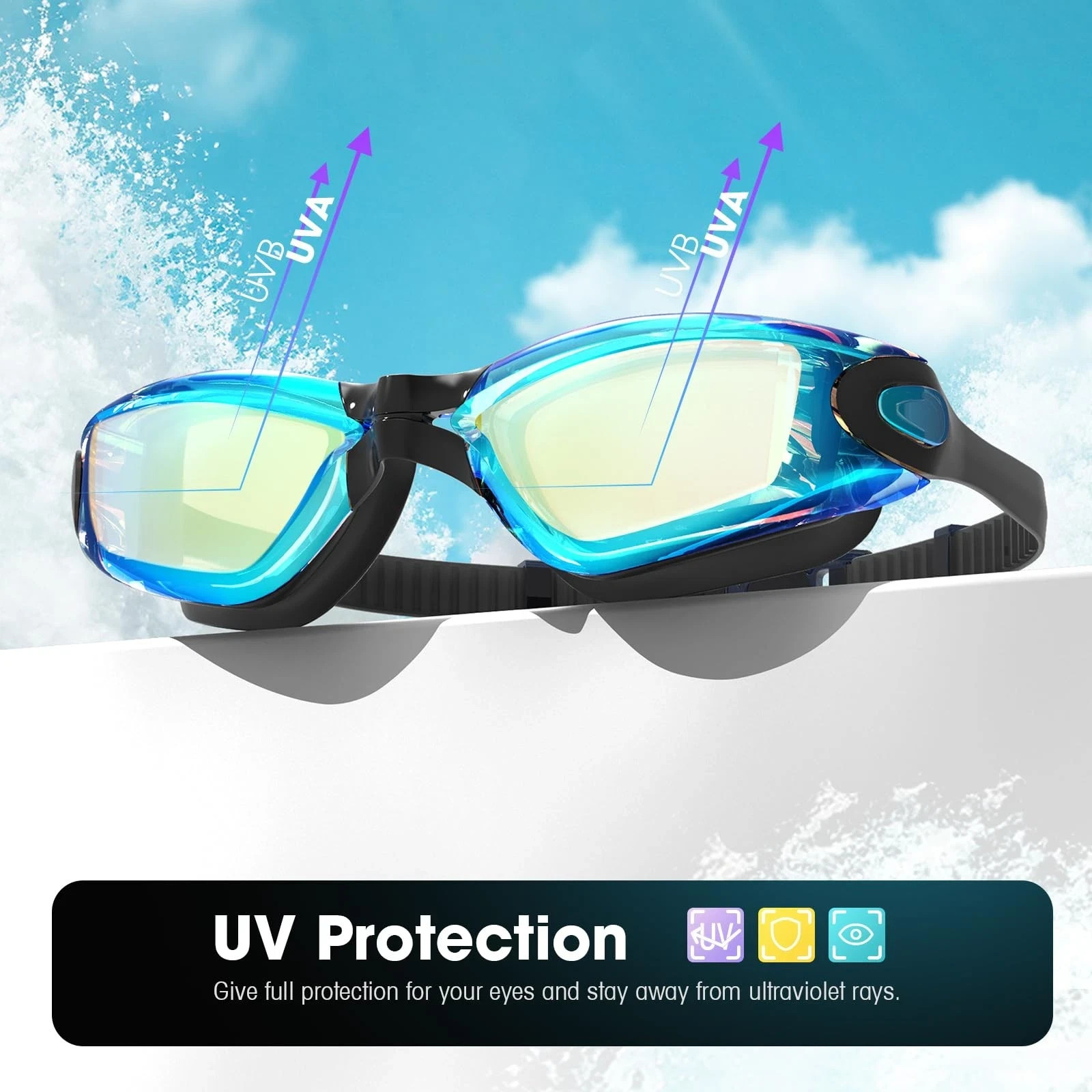 Swimming Goggles Adult Anti Fog UV Protection Open Water Swim Glasses