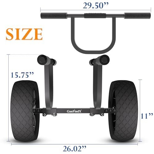 Heavy Duty Kayak Cart 300 lbs Aluminum Dolly 11 Inch Foam Wheels Padded Support
