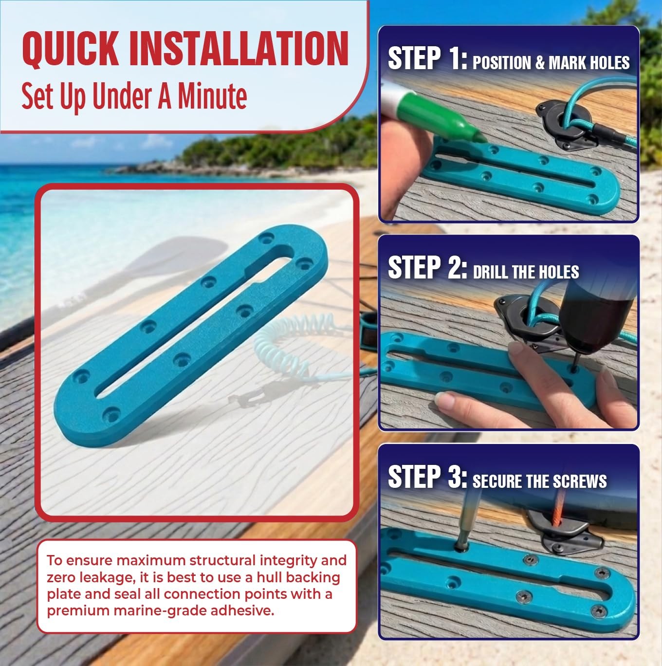 6-Pack Kayak Track Mount Accessories Kit -Universal Rail System for Kayak Fis…