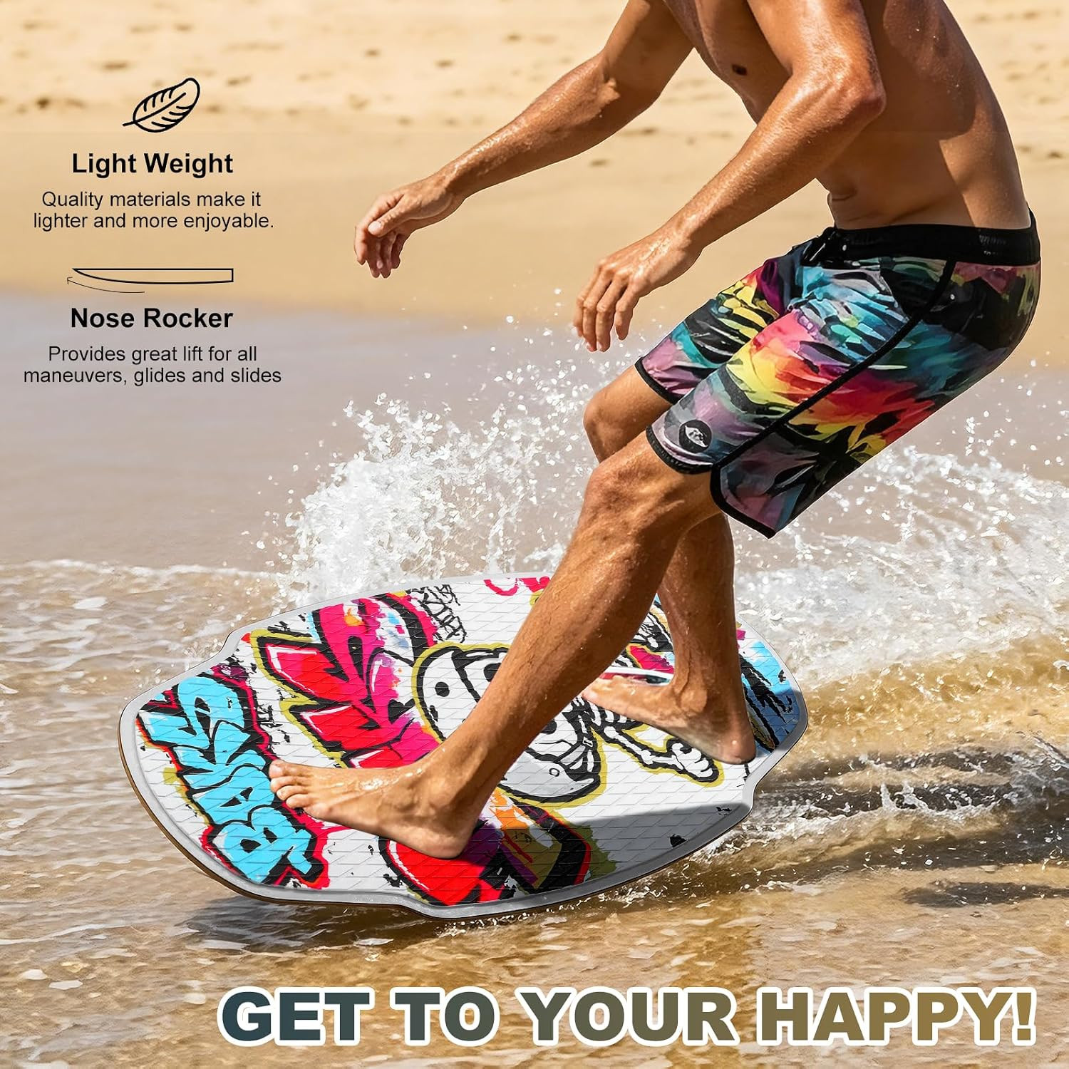 35-Inch Wooden Skimboard for Beginners and Adults | Surface with EVA Non-Slip Co