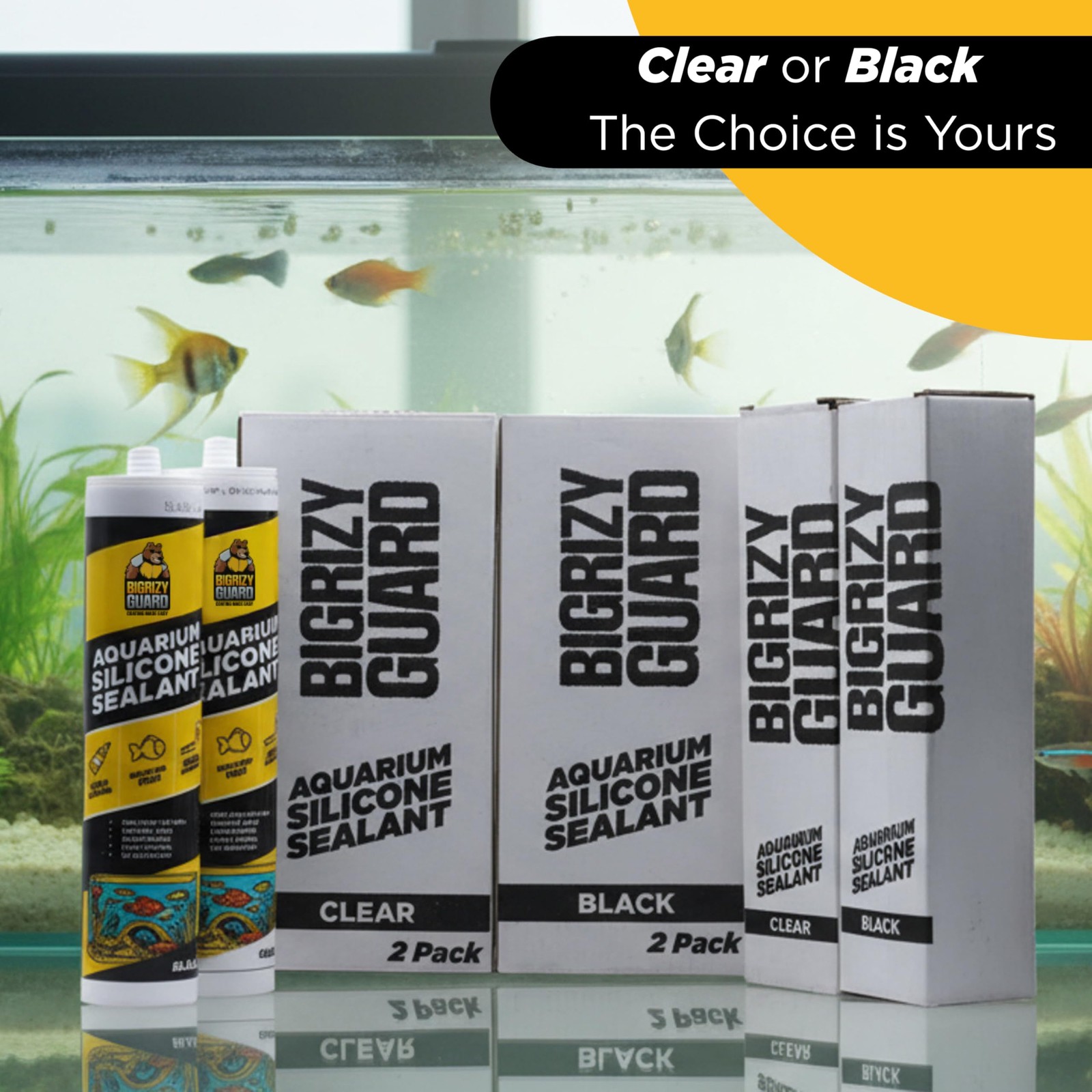 Bigrizy Guard Aquarium Silicone Sealant Black 10.14 Fl oz 1 Pack,