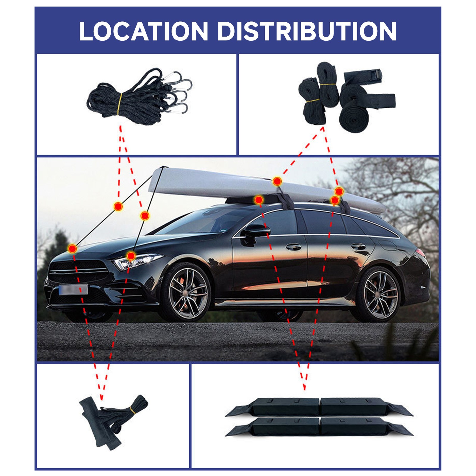 Heavy-Duty Soft Car Roof Rack Anti-Slip for Outdoor Gear Kayak Surfboard