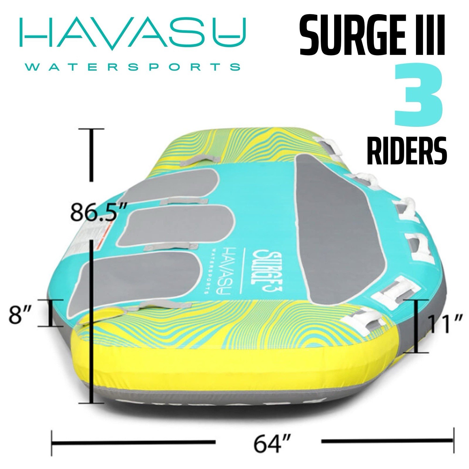 Havasu, 1-3 Person Towable Tube, 510 lb Max, For Boat, Raft, Lounge, Sandbars