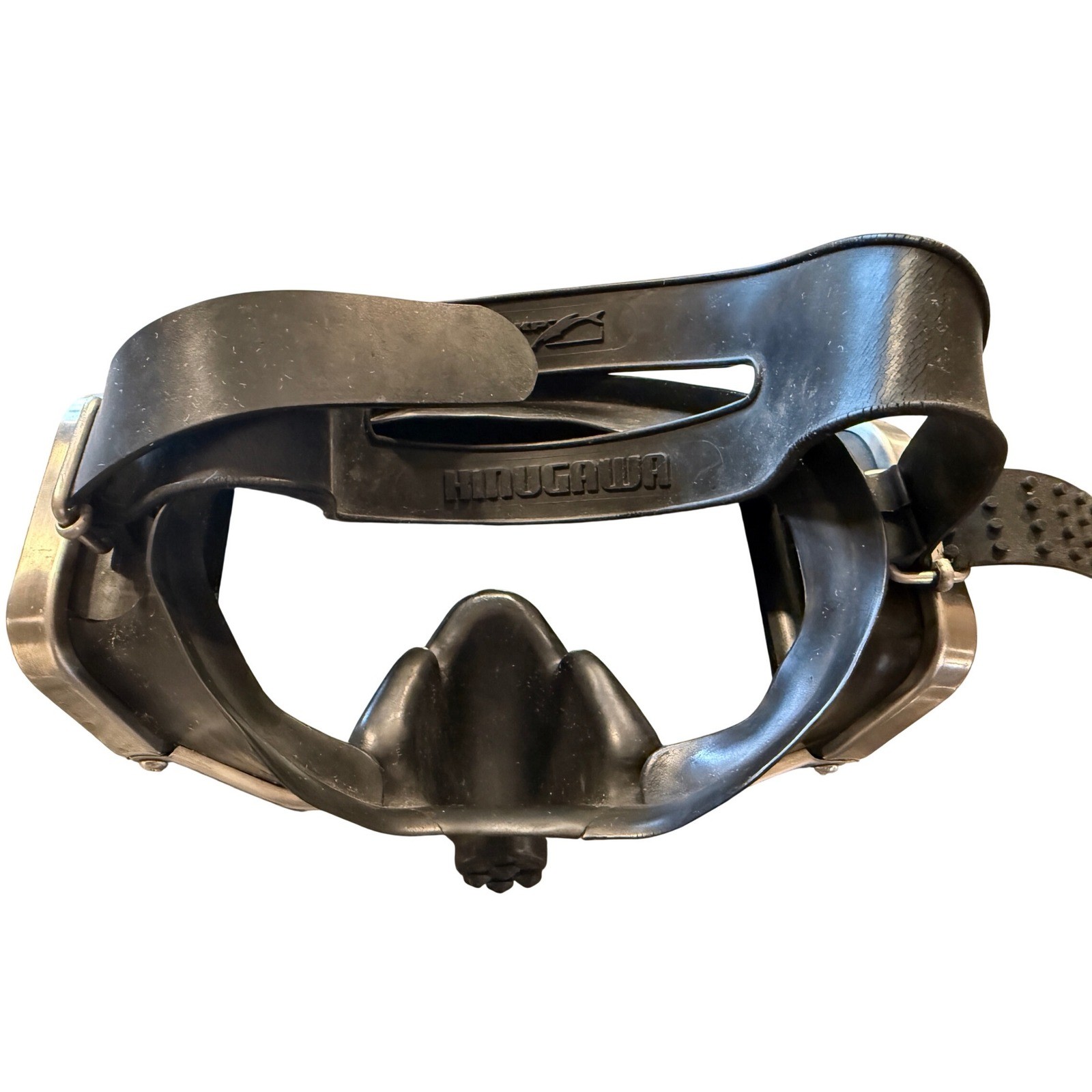 Kinugawa Vintage Scuba Diving Mask Stainless Steel Frame Black Rubber Japan