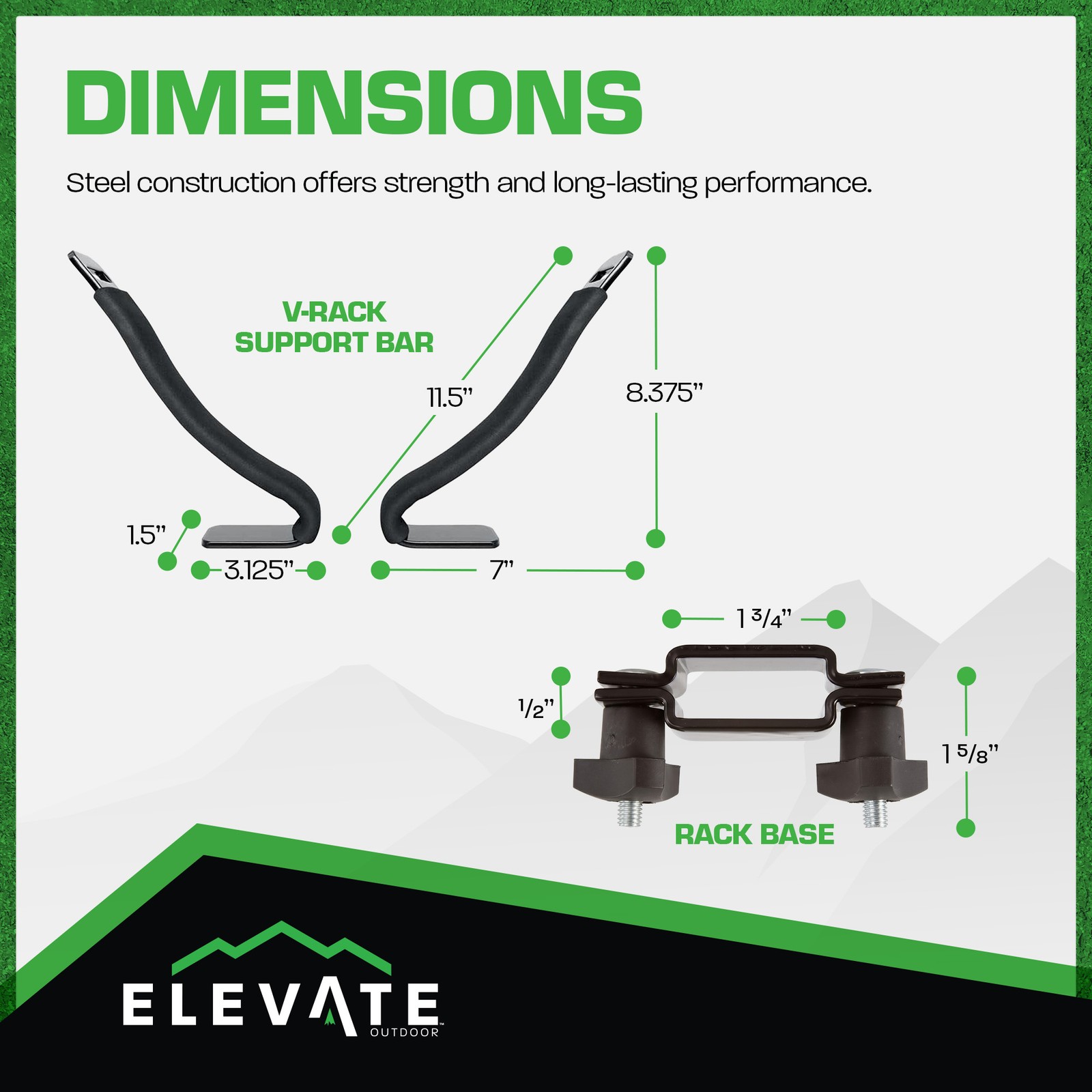 Elevate Outdoor V-Rack Single Kayak or Canoe Carrier Roof Rack with Support Bars