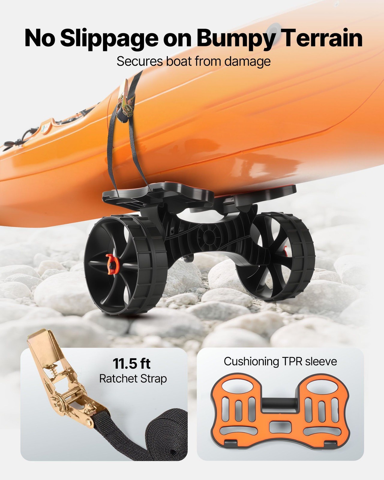 300lb Heavy Load Kayak Roller with 10in Non-Air Tires