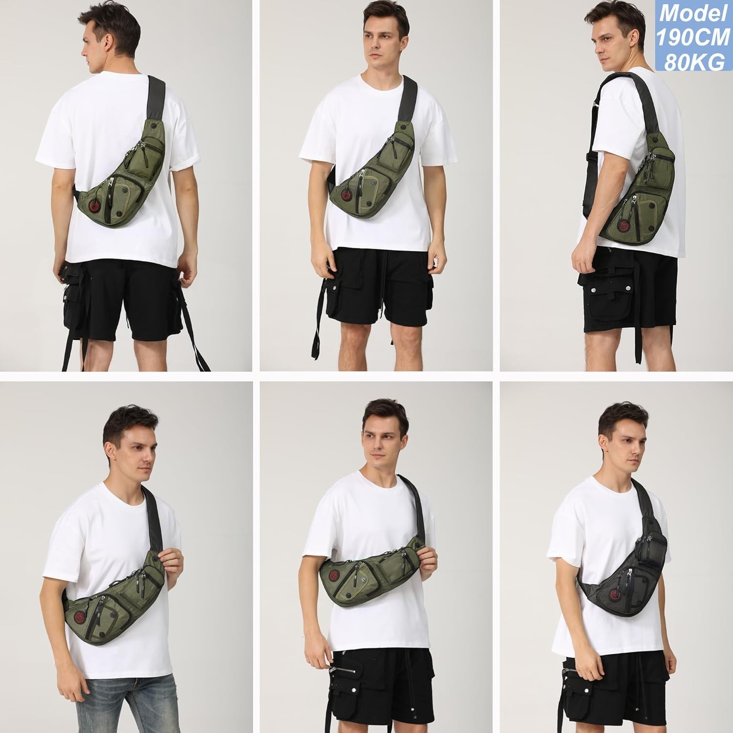 NICGID Sling Bag Chest Shoulder Backpack Crossbody Bags Small, Army Green