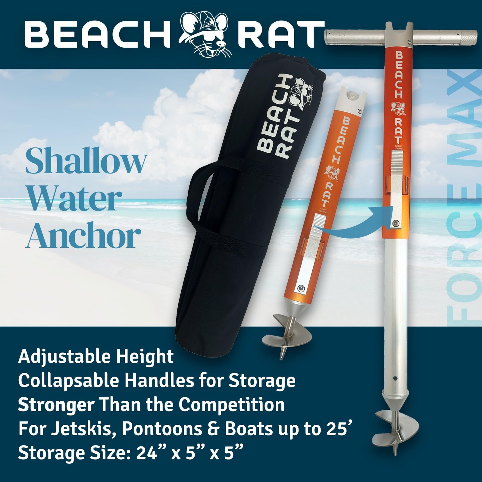 Anchor & Case – Pontoon, Tritoon, PWC Anchor – Shallow Water Boat Anchor & Sa…