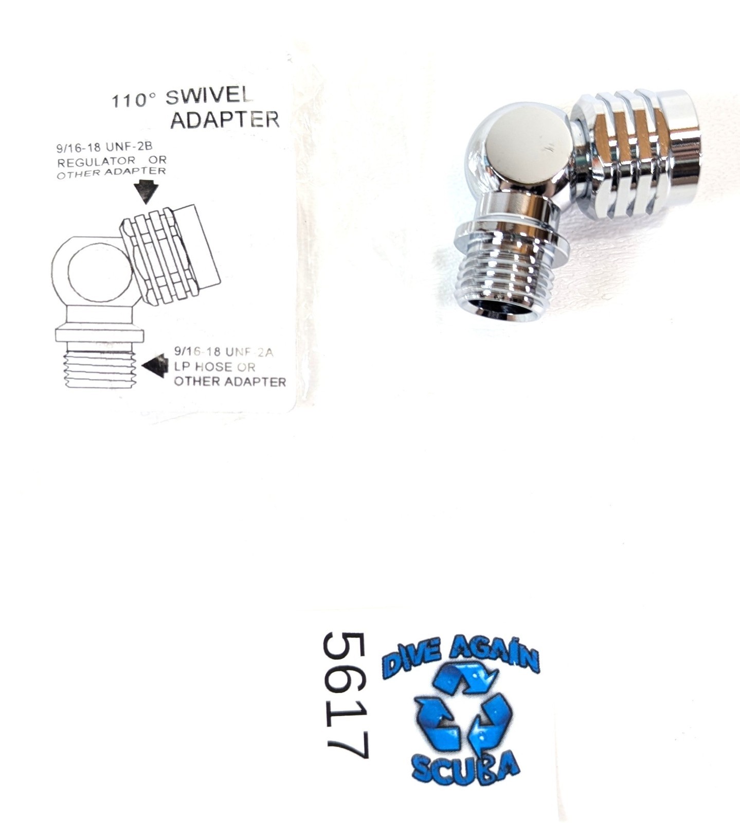 110° Scuba Dive 2nd Stage Regulator Swivel Adapter 9/16″ – 18 UNF 110 Degree