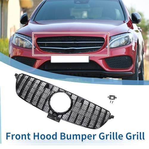 Black Front Upper Hood Bumper Grille Grill for Mercedes-Benz GLE300d 2016
