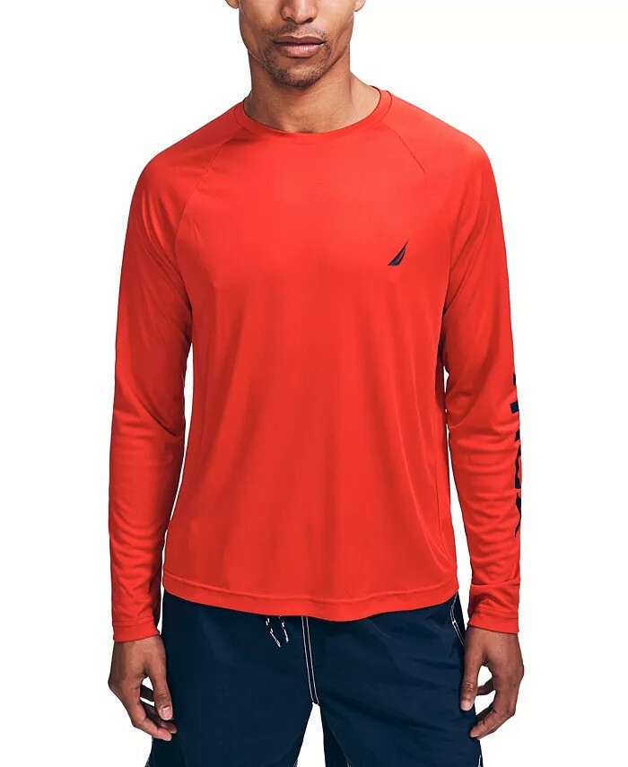 New Men’s XL Nautica Performance Rash Guard Beach Sun Defender Long Sleeve Shirt