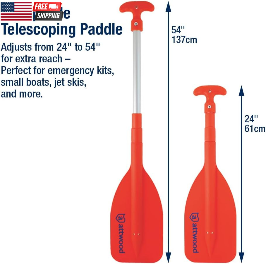 Emergency Telescoping Paddle for Boating, Orange