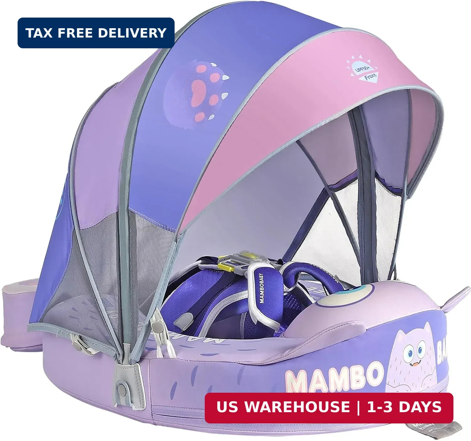 Mambobaby Float with Canopy and Tail New Upgraded Non-Inflatable Baby Pool Float