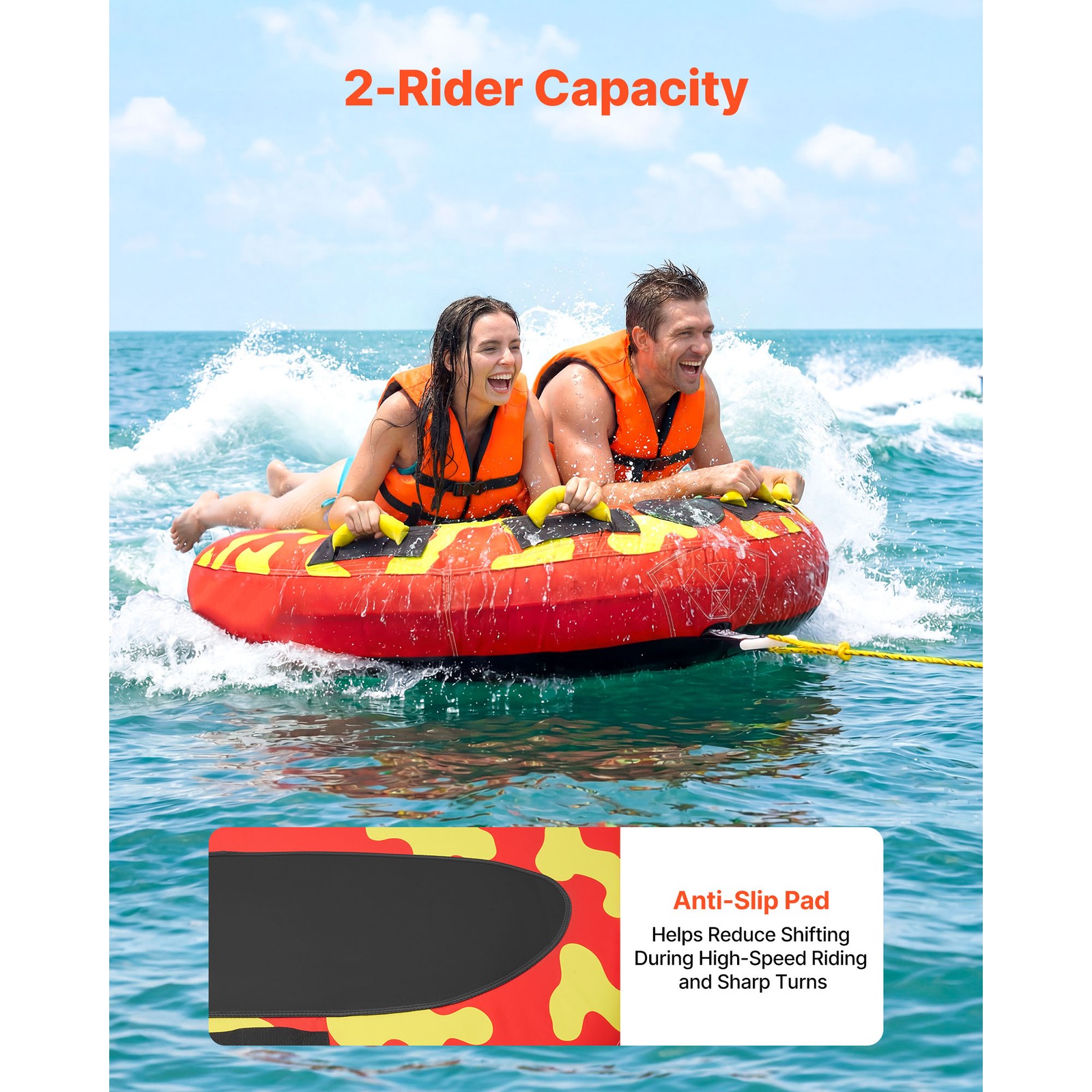 Uimoso Towable Tube for Boating 2-Person Inflatable Water Sport Boat Tube