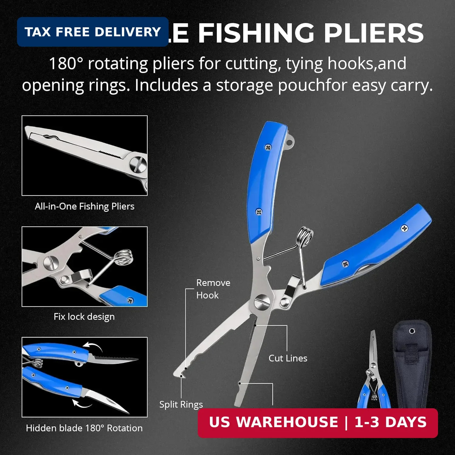 Kayak Landing Net, Foldable Landing Net Fishing Tool Kit 4PCS with Pliers Fish G
