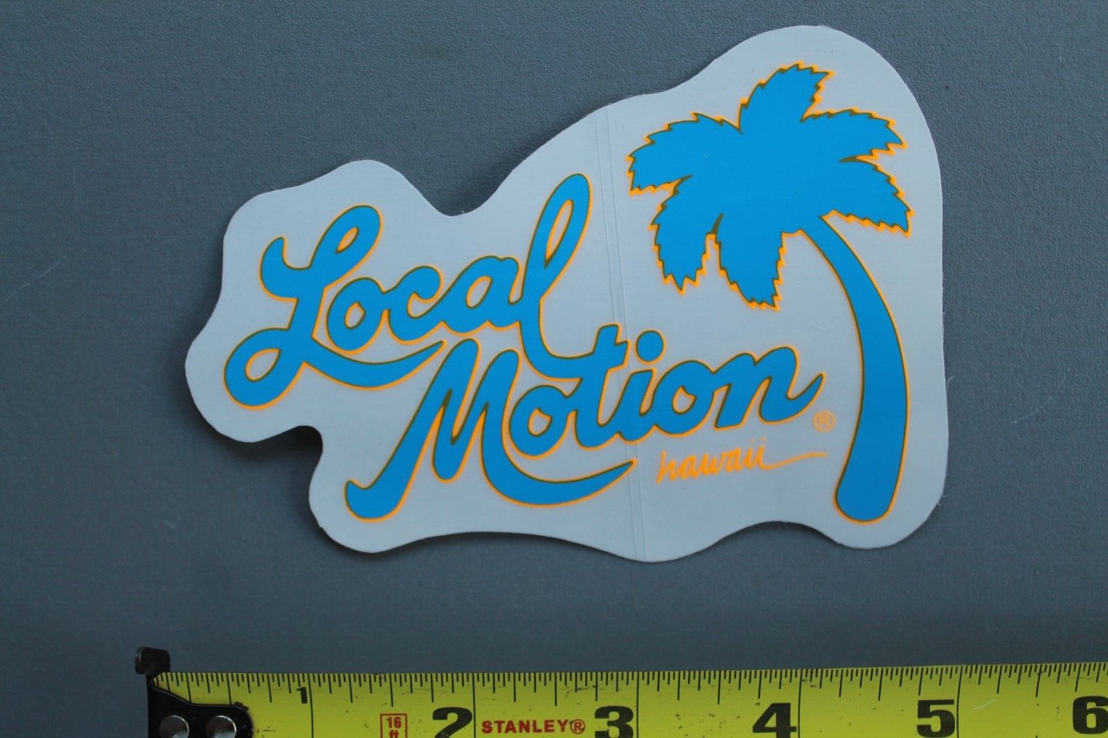 LOCAL MOTION Hawaii Clear Neon Blue Orange OG 80’s LM2 Vintage Surfing STICKER