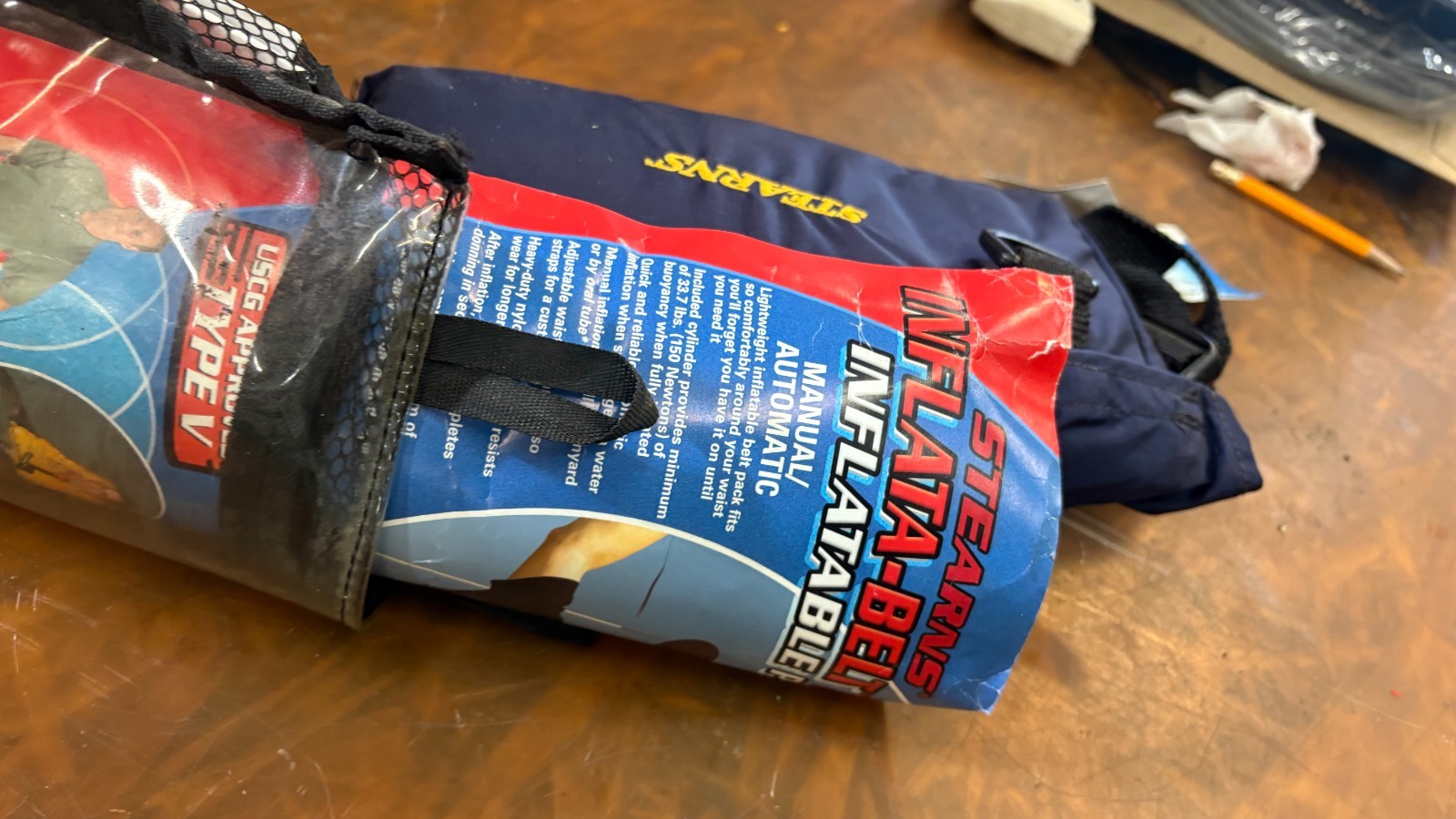 STEARNS INFLATA-BELT MAX INFLATABLE PFD TYPE V MANUAL/AUTOMATIC #0575NAV-00-000